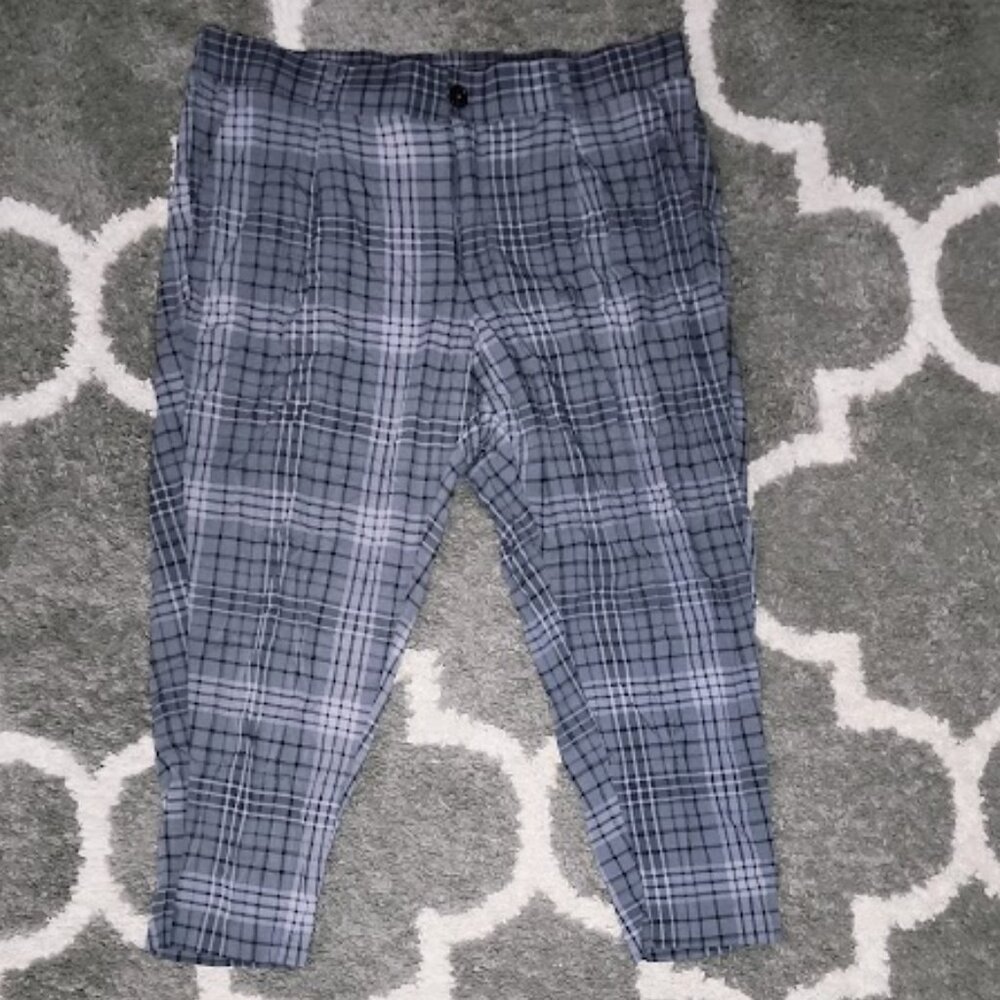 Torrid Women’s Gray Plaid Relaxed Taper Stretch High Rise Challis Pants Size 20